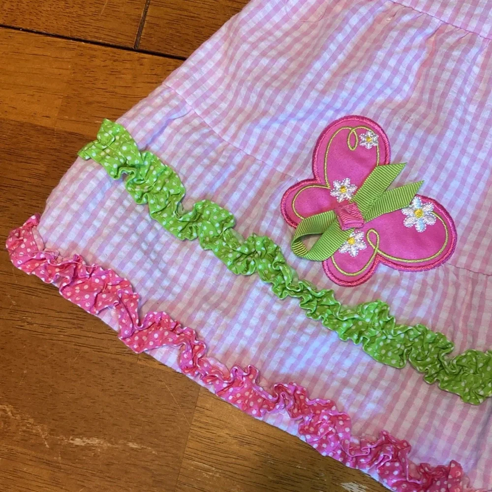 Emily Rose Girls Size 18 Month Pink Gingham Butterfly Bows Summer Sun Dress